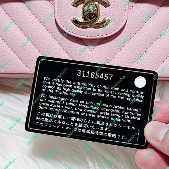 CHANEL 21s CHEVRON CAVIAR SAKURA PINK CLASSIC SMALL FLAP BAG - Picture 14 of 15